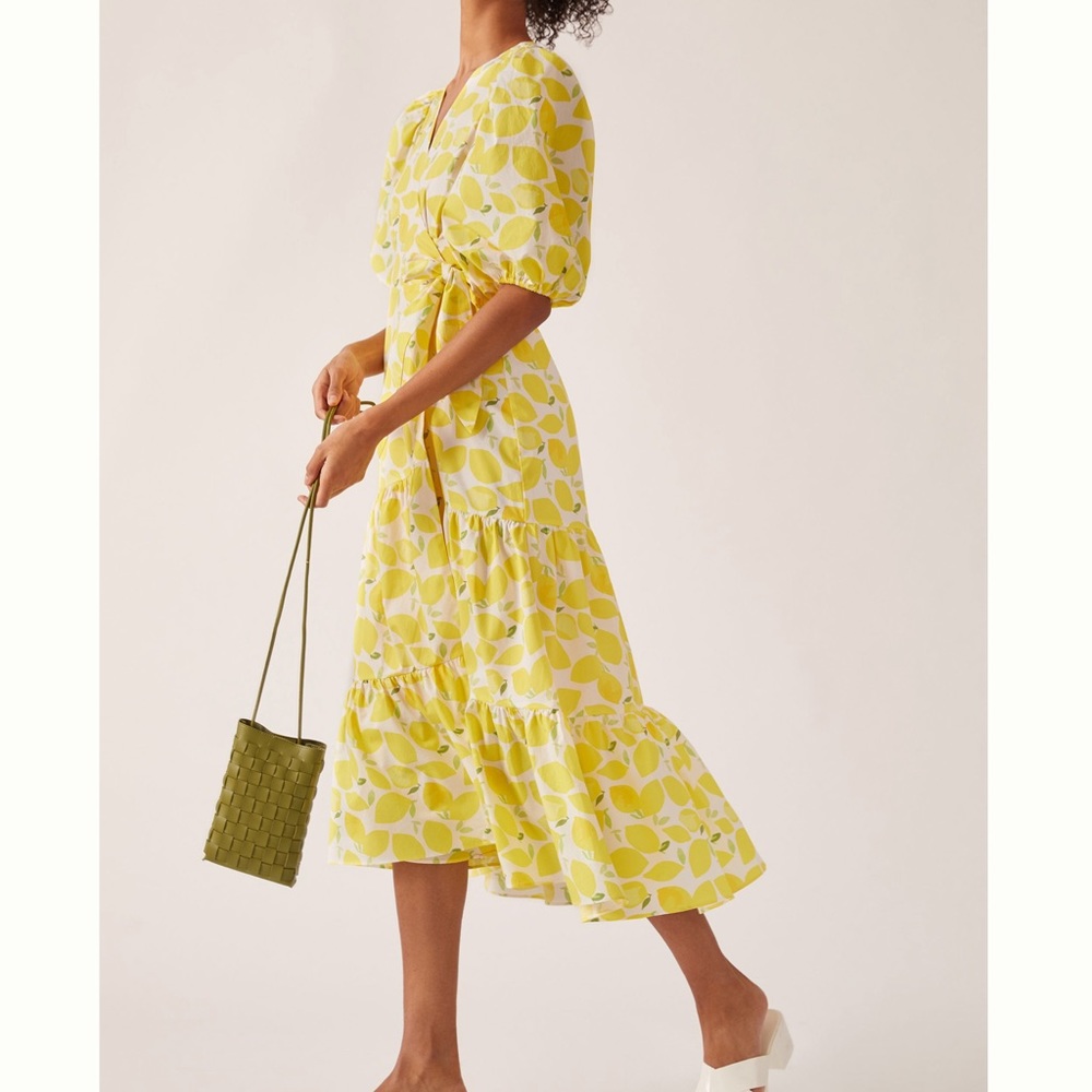 ANTHROPOLOGIE HUTCH LEMON YELLOW MIDI DRESS NWT Small